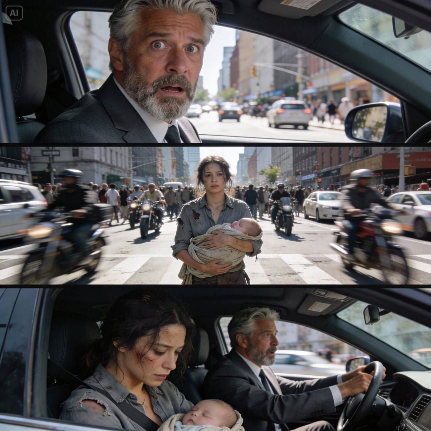 I saw my daughter begging in the street while carrying her baby… She told me her husband had… When I stopped at the red light, I saw my daughter begging, counting coins while holding her baby in her arms.