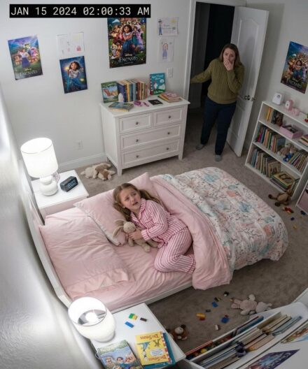 My eight-year-old kept telling me her bed felt “too tight.” At 2:00 a.m., the camera finally showed me why.