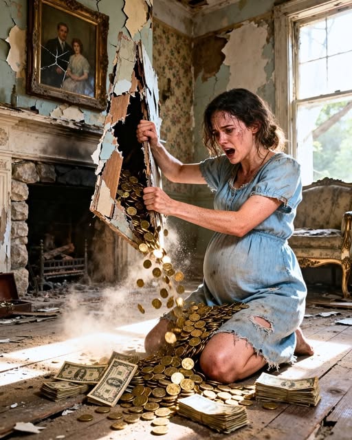 By thirty-five, Clara Bennett had lost almost everything.  Her husband, Miguel, had died four months earlier from a heart attack so sudden it didn’t even feel real at first. One minute he was lacing his work boots in the dark, heading out before sunrise like he always did. The next, Clara was sitting in a hospital chair with numb hands, hearing a doctor speak in that slow, careful voice people use when they know your life is about to split in two.     After that, things unraveled fast.  The room they rented in a tired little town outside Albuquerque had only ever worked because Miguel kept working. Without him, rent became impossible. The neighbors still offered sympathy, but sympathy has a shelf life. Clara saw it in their faces. Heard it in the way people started saying, “I wish I could help,” instead of actually helping.  She was five months pregnant. No savings worth naming. No parents to call. No brothers. No safety net. Just a few thousand dollars she and Miguel had scraped together over years for emergencies, the baby, and whatever life might throw at them.  Then life threw the final insult: she had one week to get out.  Most people would have panicked.  Clara did panic.  But she kept moving anyway.  At the farmers market one afternoon, while buying the cheapest potatoes she could find, she overheard two women talking about an abandoned adobe house up in the foothills. Old. Cracked. Empty for decades. County-owned now. Priced so low nobody wanted it because the roof sagged, the plumbing was dead, and the nearest neighbor was half a mile away.  Clara went to ask about it that same day.  The county clerk looked at her swollen belly, then at the property file, and sighed.  “Ma’am, it’s practically a ruin.”  “How much?”  “Three thousand dollars.”  That was almost everything she had left.  But what good was savings if she had no roof? No place to bring her baby home to? No corner of the world that was hers?  She signed the papers.  The walk up to the property felt like punishment. The sun was hot, the suitcase handle cut into her palm, and every step pulled at her back. More than once she stopped and cried from exhaustion and fear. More than once she almost turned around.  But there was nowhere to turn back to.  When she finally reached the house, the silence hit her first.Page break  It was bigger than she expected, but tired in every possible way. Cracked adobe walls. Roof holes. Windows without glass. Dust thick in every room. It didn’t look like a home. It looked like the kind of place the world had already forgotten.  “What did I do?” she whispered.  Still, she stayed.  Because it was hers.  The first week was brutal. She slept on blankets laid over the floorboards. Carried water from a narrow creek. Ate canned beans with a spoon straight from the tin. But little by little, she began doing what women like Clara had always done when life cornered them: she made a place livable through stubbornness.  Then one afternoon, while cleaning the living room wall, she noticed the only thing in the house that seemed untouched by ruin.  An old painting.  A landscape.  Dusty but beautiful in a strange, worn way.  When she tried to lift it from the wall, it wouldn’t move.   She pulled harder.  Something cracked.  Not the frame.  The wall behind it.  A thin line split through the adobe.  Clara froze.  Then, with shaking hands, she began to scrape away the loose earth.  There was a hollow space behind the wall.  And inside it—  a wrapped bundle.  Heavy.  Far too heavy for old paper and dust.  Her heart started pounding.  She dragged it out, sat cross-legged on the floor, and unwrapped it slowly.  Inside was a metal box.  And inside the box—  gold coins.  Silver pieces.  Jewelry.  A stack of old bills bound with twine.  And one folded letter resting on top like it had been waiting only for her.  Clara sat absolutely still, the treasure in her lap, the ruined house around her gone silent.  That money could save her.  It could change her baby’s life before he ever took his first breath.  It could lift her out of fear in one single afternoon.  But when she opened the letter and read the first line, tears filled her eyes before she got to the second.  The handwriting was careful but shaky, the kind people use when they know what they are leaving behind matters.  To the woman who finds this,  If you are opening this, then the house has outlived me, and perhaps the world has become the kind of hard place that sends desperate women up this hill looking for shelter. If that is true, then maybe this was meant for you more than it was ever meant for me.  Clara stopped there, pressed the paper to her chest for a second, then kept reading.  My name is Evelyn Mercer. This house belonged to my mother, and before that to her mother. My husband believed wealth should stay buried in walls and accounts where it could be admired but never used. I believed money should do what bread does—feed the living.  We fought for years.  After he died, my sons fought too. Not over grief. Over property.  The letter went on to explain everything.Page break  Evelyn had hidden the box during a brutal winter in 1978, when her oldest son tried to force her into a nursing home so he could sell the land. She had taken the family valuables—the coins, the jewelry, the cash, even two rings from her own wedding set—and sealed them behind the wall. Not because she was greedy, but because she had seen what inheritance did to people who valued money more than mercy.  If my children found this, they would spend it proving they had won.  If a stranger found it, perhaps she would spend it surviving.  Clara read that line three times.  Her hands were trembling so badly she almost tore the paper.  At the bottom of the letter, there was one final instruction.  If you are in need, take what saves your life. But if you can, let this house become shelter again. Let it feed more than one person. Let it mean something kinder than greed.  Clara lowered the letter and cried.  Not graceful tears. Not quiet ones.  The kind that come when you have been bracing for disaster so long that kindness feels more shocking than pain.  For the first time since Miguel died, she didn’t feel abandoned. The room was still cracked. The wind still pushed dust through the broken window frame. Her back still ached. Her bank account was still nearly empty.  But suddenly, the future had shape again.  That night she didn’t sleep much.  She counted the money twice. Then again. She spread the coins in little rows. Held up each piece of jewelry to the fading light. Some pieces were antique and heavy, too beautiful to imagine wearing. One ring had a sapphire so deep blue it looked almost black in the dusk.  By rough estimate alone, it was worth far more than Clara had ever seen in her life.  Enough to move into a decent apartment in town.  Enough to pay for the baby, food, a car, maybe even years of safety.  Enough to run.  But the letter would not leave her alone.  Let this house become shelter again.  The next morning, Clara drove to Albuquerque in the rusted truck of a rancher who agreed to take her down the mountain for twenty bucks and a jar of the peach preserves she had found in the pantry. She sold one gold coin at an estate jeweler’s office. Just one.  The man behind the counter nearly choked when he weighed it.  “You sure you want to let this go?” he asked.  Clara thought of her baby, the holes in the roof, the creek water, the letter in her pocket.  “Yes,” she said. “I’m sure.”  With that money, she did the first practical thing she had been able to do in months: she hired help.  Not a crew.   Just two local men with roofing experience, an old plumber who still liked cash jobs, and a woman named Marlene who ran the feed store and knew where to get secondhand appliances that still worked. Clara bought lumber, tarps, a used stove, a water tank, and prenatal vitamins that didn’t come from the dollar shelf.  For the first time, the house began to answer her effort.  The roof stopped leaking.Page break  The front room got swept clean enough for sunlight to matter.  She patched walls. Painted trim. Hung curtains made from old floral sheets she found at a church thrift bin. By the time autumn came, the house still looked humble, but not haunted anymore.  Then her son was born.  It was a hard labor during a thunderstorm, with Marlene driving and Clara praying through clenched teeth in the passenger seat. When they placed that warm, furious baby on her chest, Clara laughed and sobbed at the same time.  She named him Gabriel.  After she brought him home, she sat in the rocking chair by the repaired window and stared around the room that had almost swallowed her whole the day she arrived. It looked different now. Not because it was fancy. It wasn’t. But because it held them.  A year passed.  Then two.  Clara sold only what she needed to sell, never more. She kept Evelyn Mercer’s letter wrapped in cloth in the kitchen drawer, reading it whenever fear returned. Slowly, she did more than survive. She planted a garden. Started baking bread and selling it in town. Took in sewing repairs. Repaired the second bedroom. Then the third.  The idea came quietly.  A woman from church mentioned her niece needed a place after leaving a violent husband. Then a pregnant cashier from town got evicted. Then a widow with two little girls asked if Clara knew anywhere cheap and safe.  That was when Clara understood what the letter had really handed her.  Not just money.  A responsibility.  Within five years, the old adobe house was no longer a last resort. It was known, quietly, by women who needed somewhere to land when life had broken under them. Clara never turned it into a business. Never hung a sign. But somehow word spread the way good things do—through whispers, through gratitude, through one woman telling another, “Go up the hill. There’s a place there.”  She called it Mercy House.  By the time Gabriel was ten, he had grown up among women rebuilding themselves. He knew how to carry groceries, patch fence wire, and rock babies who weren’t his siblings but sometimes stayed long enough to feel like family anyway.  When he was old enough, Clara told him about the treasure.  Not all of it. Not the full amount. But enough.  She showed him the letter.  He read it slowly, serious in the way children become when they realize their lives rest on choices made before they were born.  “So she left it for us?” he asked.  Clara smiled faintly.  “I think she left it for whoever needed it most.”Page break  Years later, when Mercy House had a proper roof, solar panels, a vegetable patch out back, and two extra cottages built from grants and donations Clara never expected to receive, a lawyer arrived from Santa Fe with a tidy briefcase and an even tidier voice.  He was researching old Mercer family property claims.  A surviving grandson, wealthy and offended, had heard rumors of valuables tied to the house.  Clara invited him in, poured coffee, and listened.  Then she handed him a copy of the letter.  He read it. Went quiet. Read it again.  When he finished, he looked around at the rooms full of secondhand toys, fresh bread cooling on the counter, and a young mother asleep in a rocking chair with her newborn against her chest.  “You built all this?” he asked.  Clara glanced toward the hallway where Gabriel, now tall and broad-shouldered, was fixing a broken cabinet hinge.  “No,” she said. “Need built it. I just listened.”  The lawyer left without pressing a claim.  Maybe because the letter was airtight enough to shame him.  Maybe because even greedy men sometimes know when they’ve walked into something holier than a legal argument.  Or maybe because the house itself had become its own answer.  That evening, after everyone had eaten, Clara sat alone for a few minutes with the old metal box in her lap. She had kept it all these years, though it was empty now except for Evelyn Mercer’s original letter and one gold coin she had never sold.  Not as insurance.  As memory.  She ran her thumb over the edge of the paper and thought about that first day. The dust. The hunger. The fear. The way she had sat on the floor with treasure in her lap and no idea yet that the real miracle was not the money.  It was the fact that someone, decades before, had imagined a future stranger might need saving.  And had planned for kindness.  Outside, the wind moved softly through the dry grass.  Inside, the old house held together around sleeping women, a half-mended life, and the kind of peace that only comes after you stop asking whether survival counts as enough.  Clara looked down at the letter one last time and whispered into the quiet:  “It did mean something kinder.”  Then she folded it carefully and put it back.