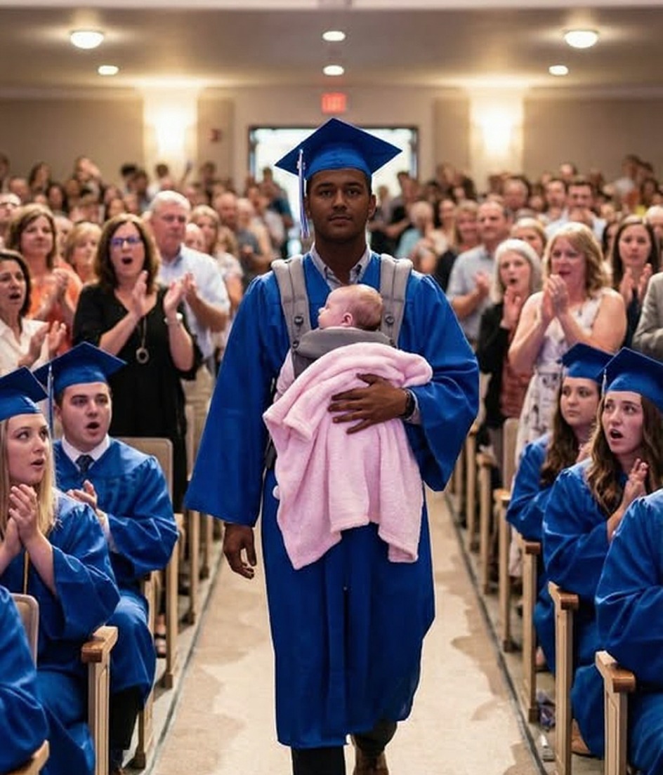 They Laughed When My Son Walked Across His Graduation Stage Holding A Newborn — One Woman Whispered “Just Like His Mother”… But What He Said Next Left The Entire Room Silent